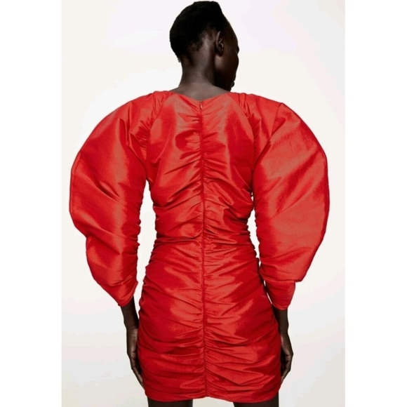 Rare Zara Red Draped Mini Dress. Size S - Picture 7 of 15